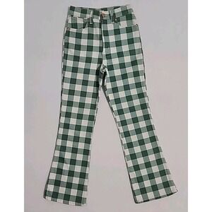 Wrangler Wrock Green Plaid Checkered Pants Size 24 Kick Flare